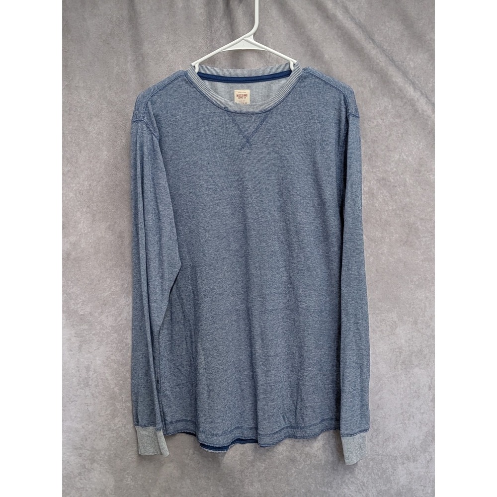 Mossimo Supply Mens Large Blue Long Sleeve Shirt Athletic Fit Crewneck Knit-C144